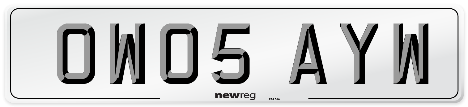OW05 AYW Number Plate from New Reg